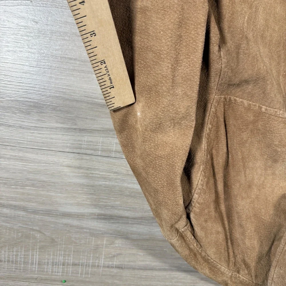 Y2K Croft & Barrow Genuine Leather Suede Jacket Tan Quilted Lined ‎ Size XXL